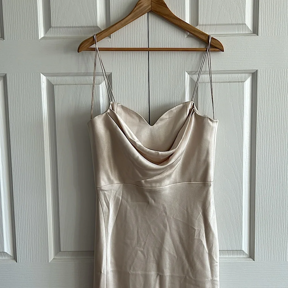 Alice + Olivia NWT Champagne Slip Kiyoko Midi Dress **Size 12**🔥🔥 - Picture 6 of 9
